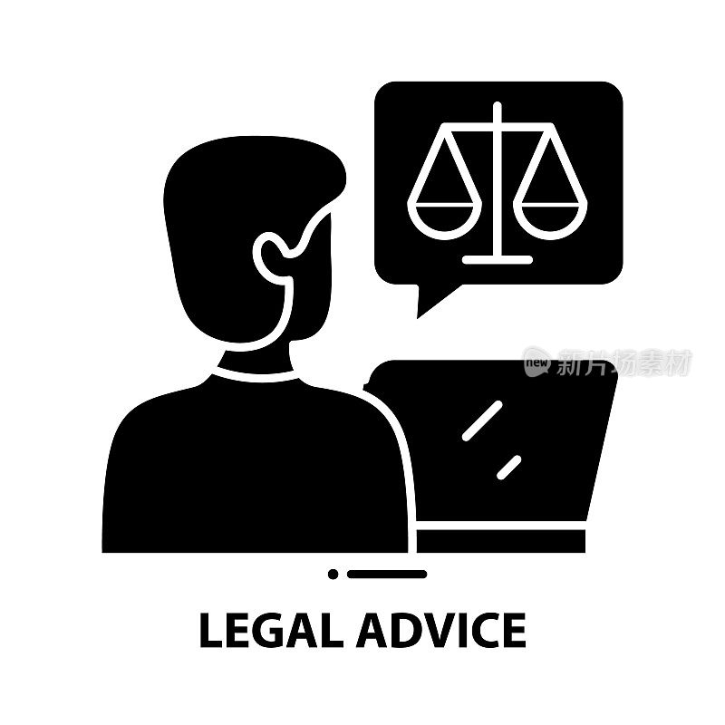 legal advice icon, black vector sign with editable strokes, concept illustration